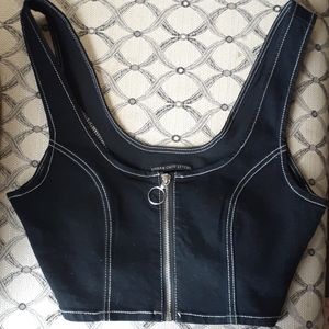 Urban Outfitters Black Zipper Crop Top